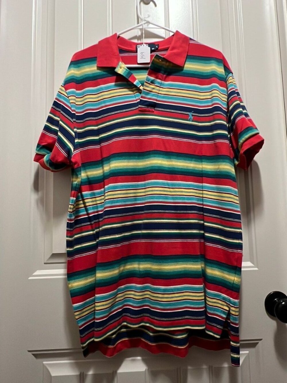 Men's Polo (Ralph Lauren) Red Striped Shirt Size L